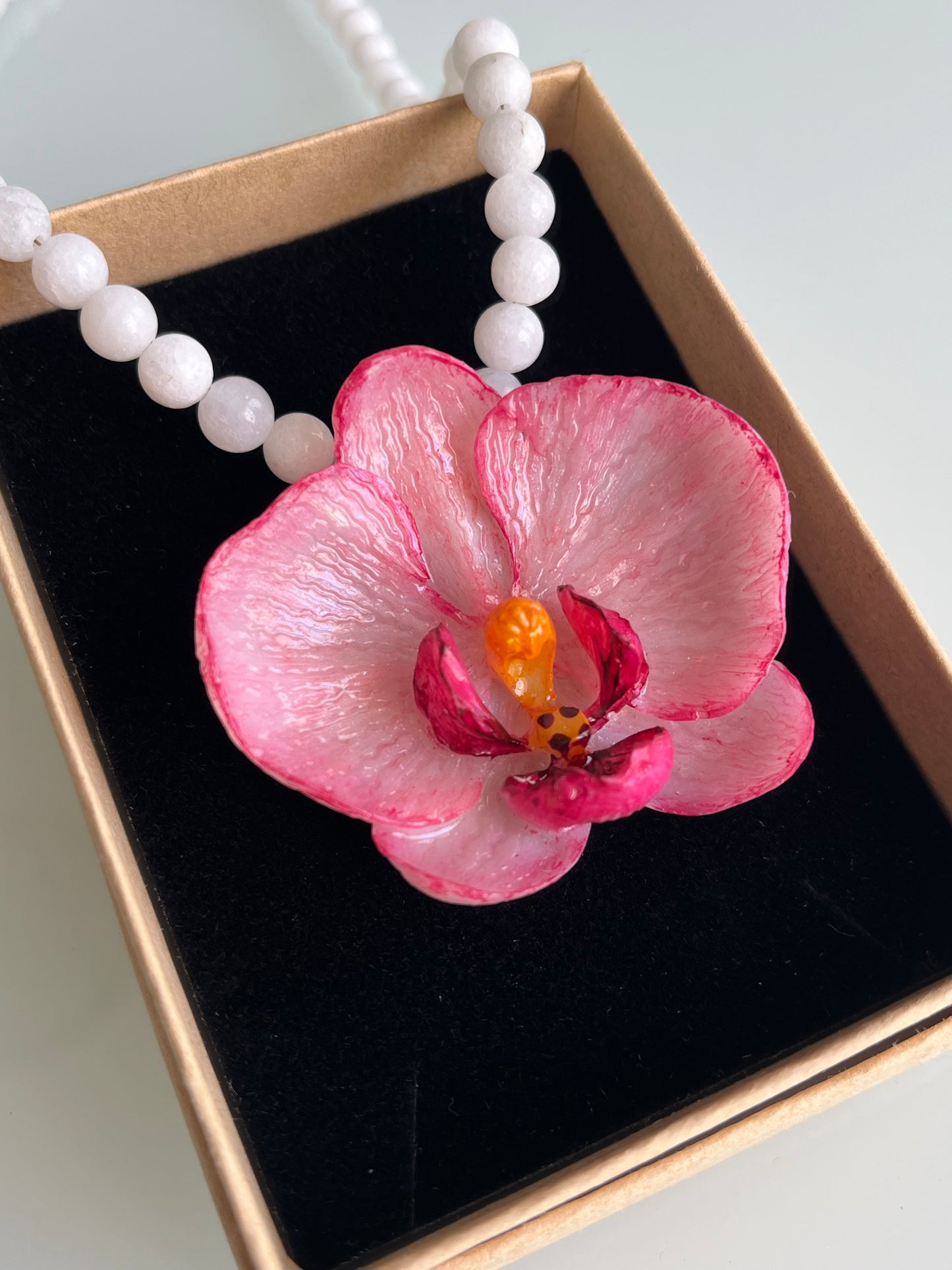 Collar cuentas Orquídea Rosa