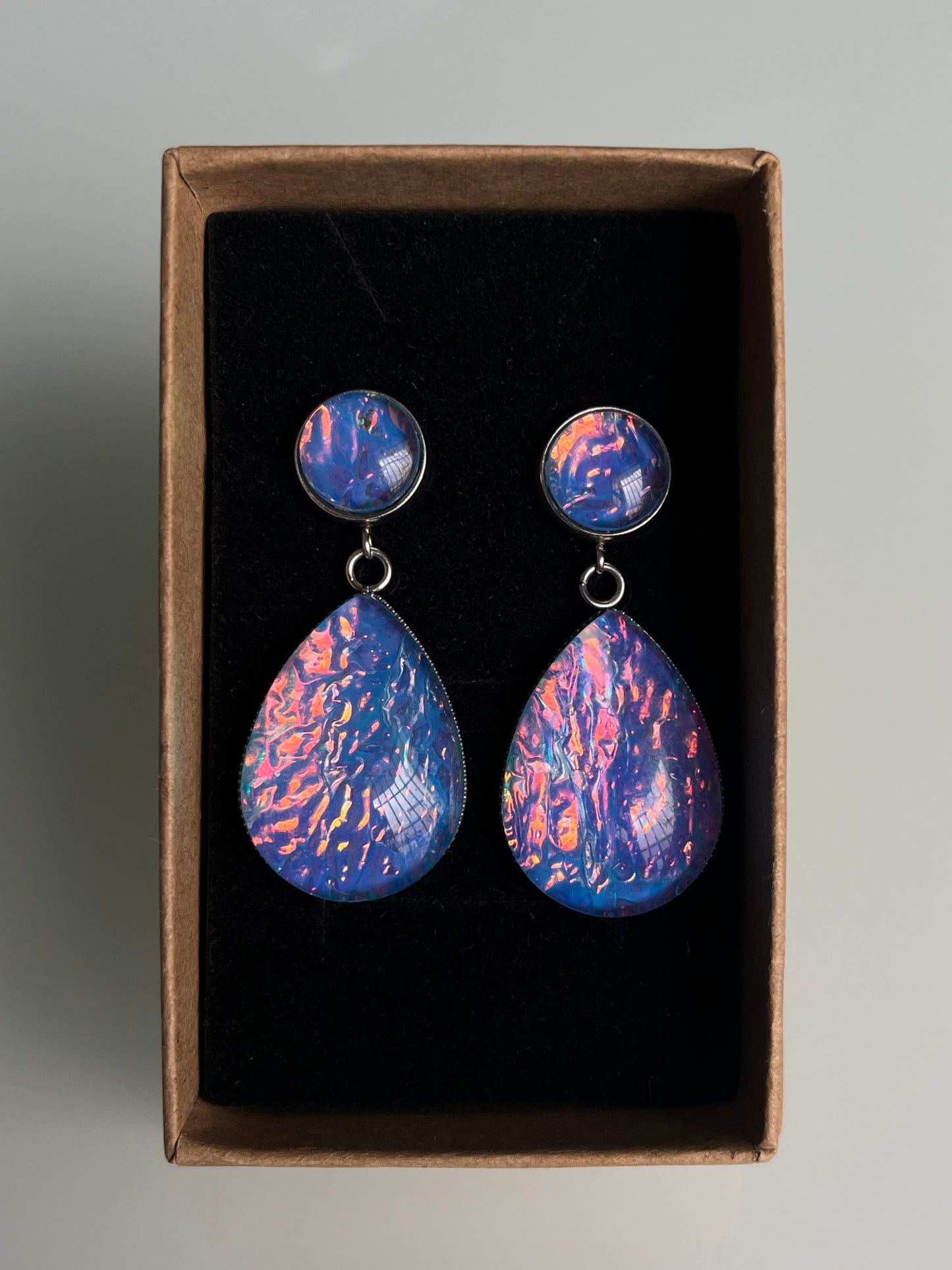 Pendientes FUEGO grandes plateados