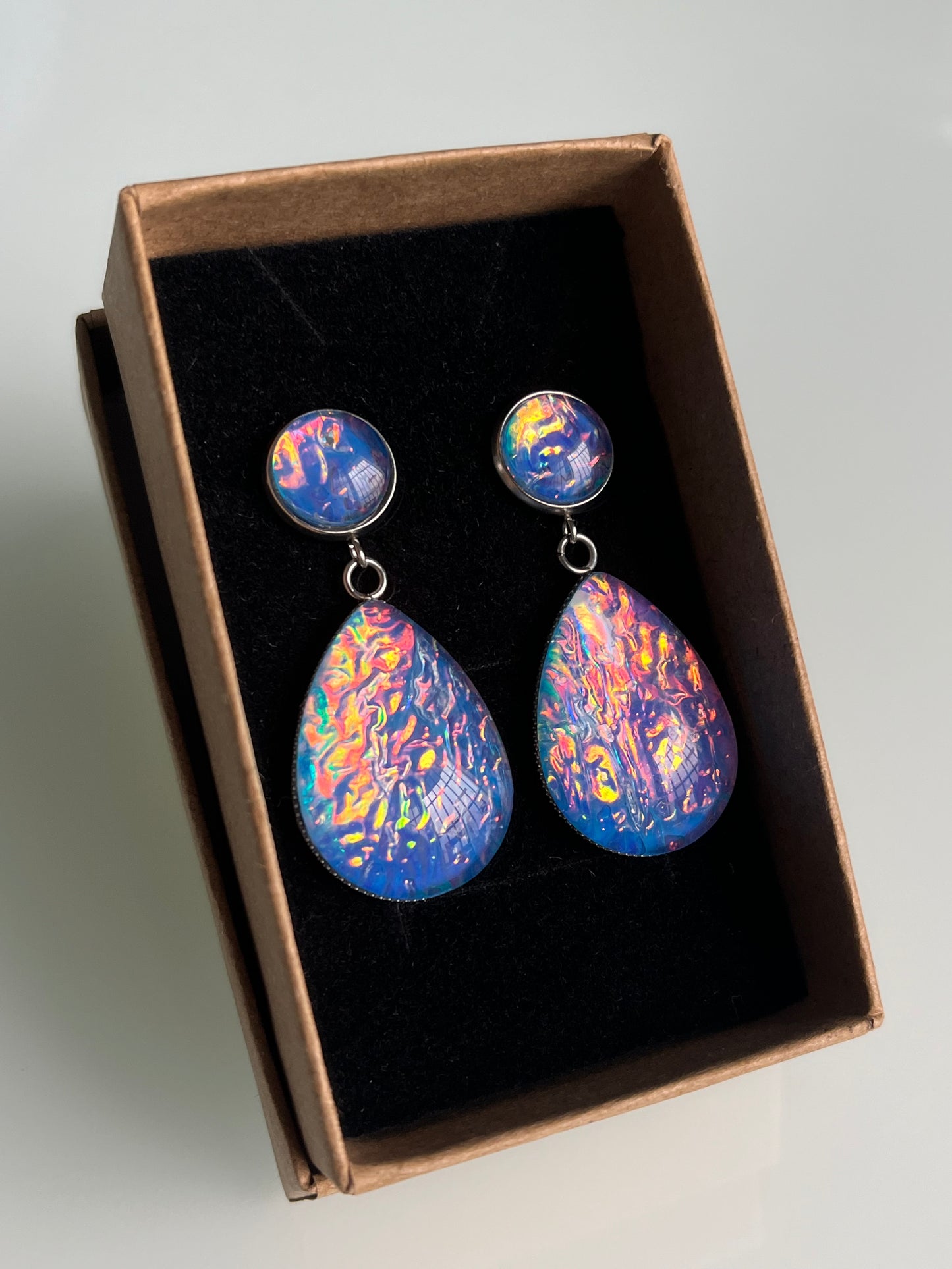 Pendientes FUEGO grandes plateados