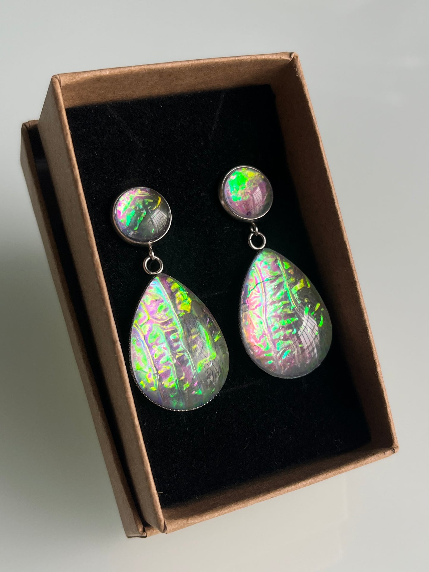 Pendientes FUEGO grandes plateados