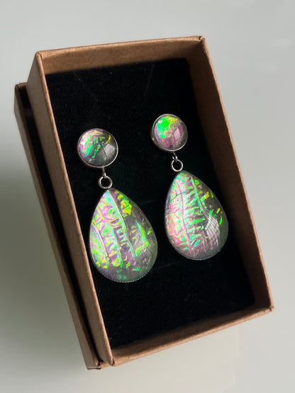 Pendientes FUEGO grandes plateados