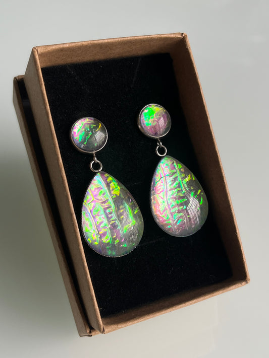 Pendientes FUEGO grandes plateados