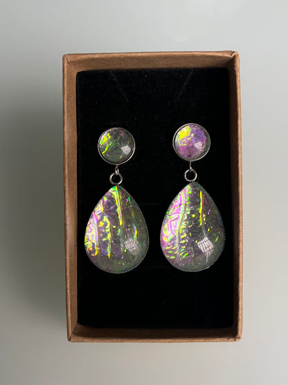 Pendientes FUEGO grandes plateados