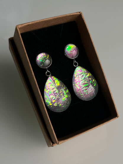 Pendientes FUEGO grandes plateados