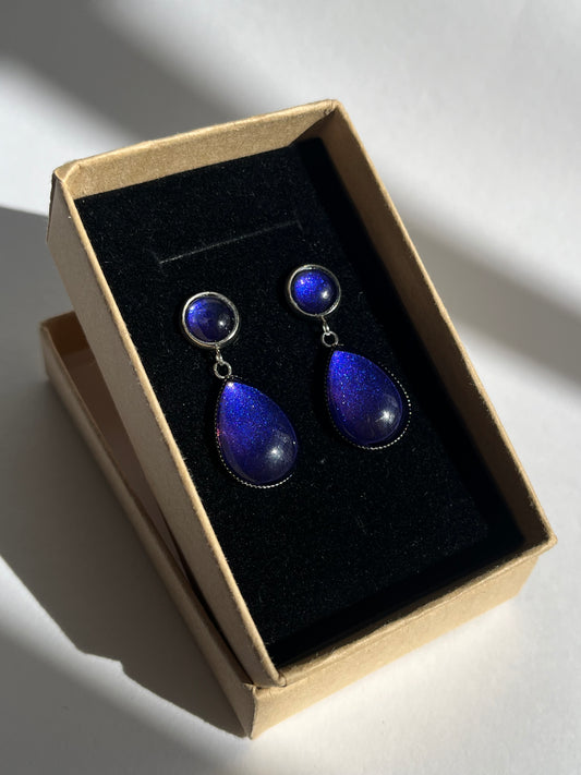 Pendientes IRIDISCENTES pequeños pleateados