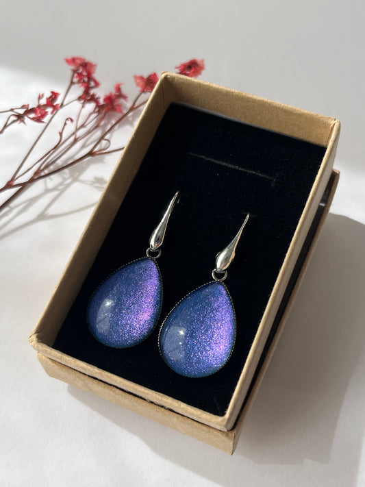 Pendientes GOTA DE MAR grandes plateados