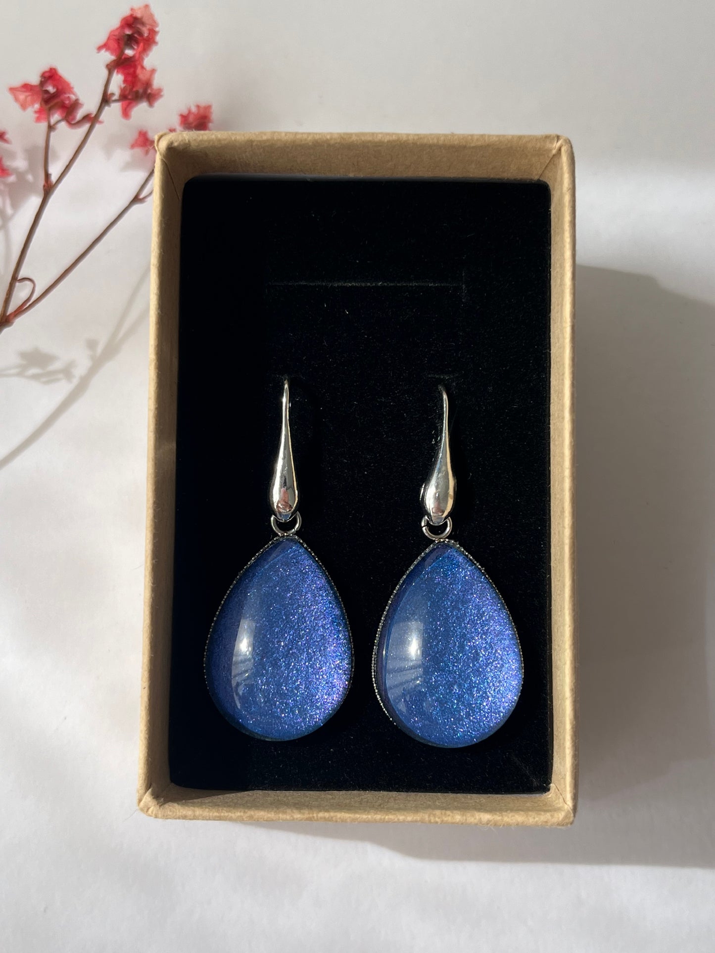 Pendientes GOTA DE MAR grandes plateados