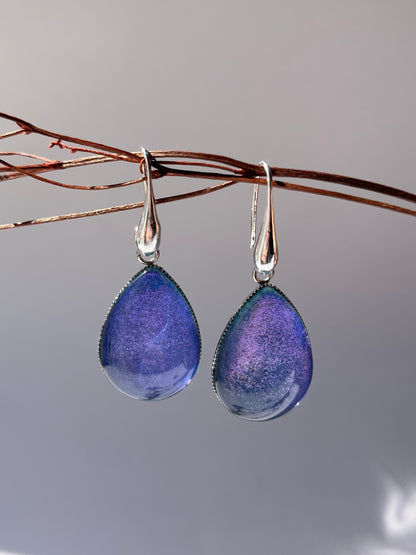 Pendientes GOTA DE MAR grandes plateados