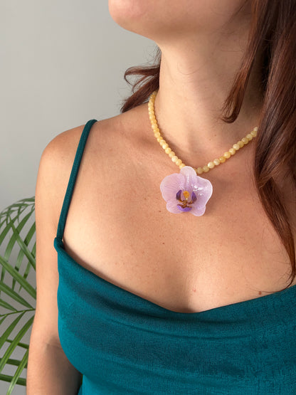 Collar cuentas Orquídea Violeta