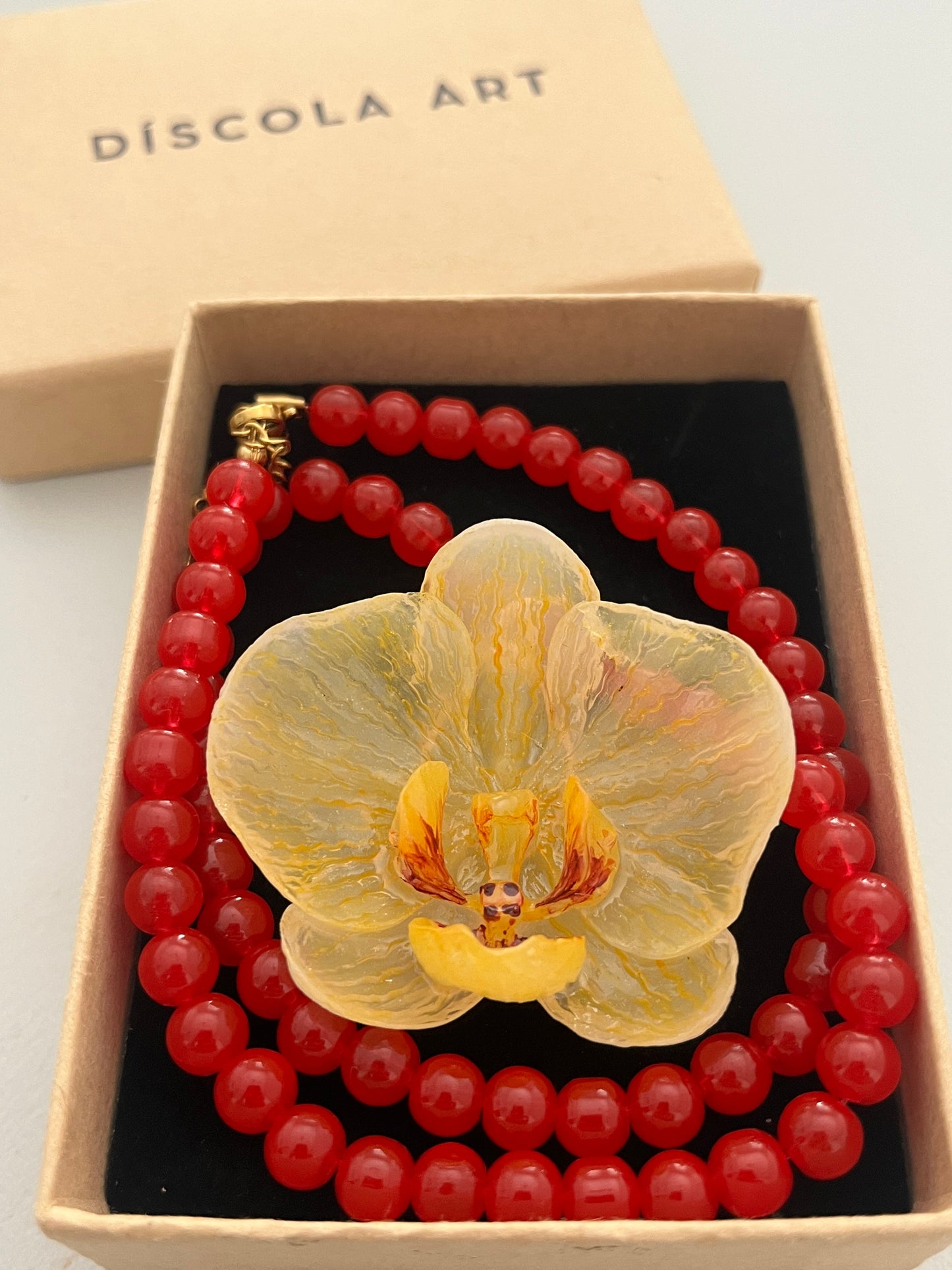 Collar cuentas Orquídea Amarilla