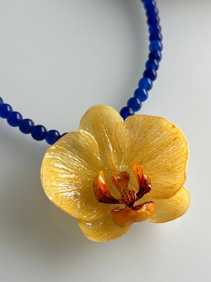Collar cuentas ORQUÍDEA AMARILLA
