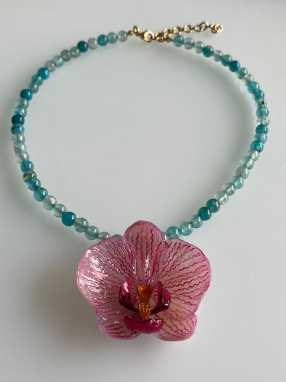 Collar cuentas ORQUÍDEA ROSA