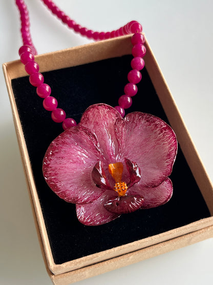 Collar cuentas ORQUÍDEA ROSA