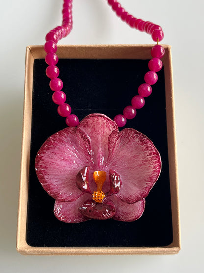 Collar cuentas ORQUÍDEA ROSA
