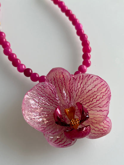 Collar cuentas ORQUÍDEA ROSA
