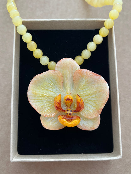 Collar cuentas Orquídea Amarilla