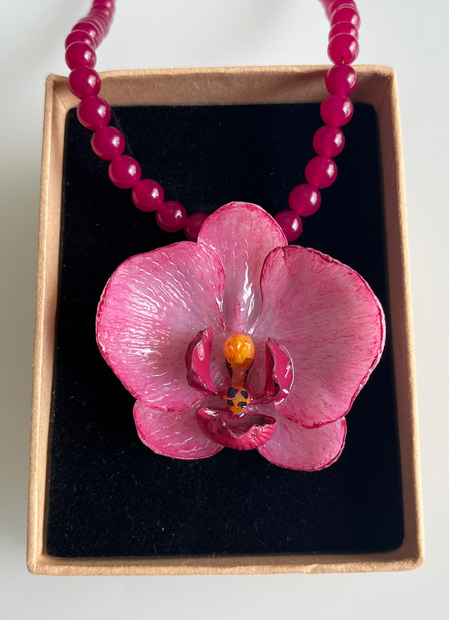 Collar cuentas Orquídea Rosa