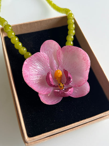 Collar cuentas Orquídea Rosa