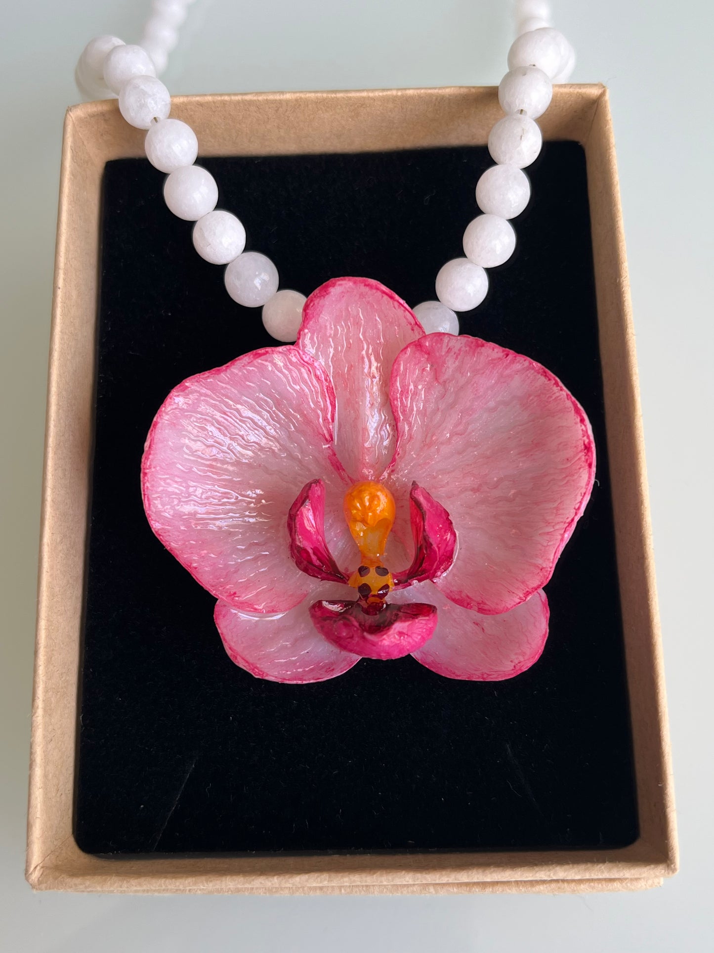 Collar cuentas Orquídea Rosa