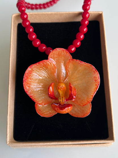 Collar cuentas ORQUÍDEA NARANJA