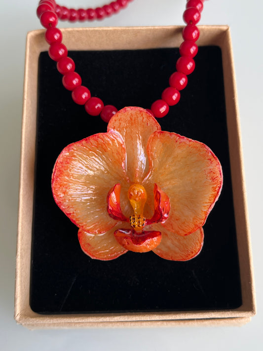 Collar cuentas Orquídea Naranja