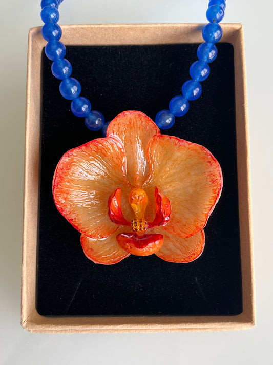 Collar cuentas ORQUÍDEA NARANJA