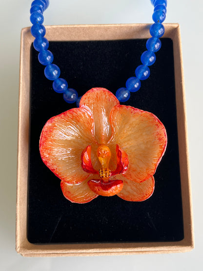 Collar cuentas ORQUÍDEA NARANJA