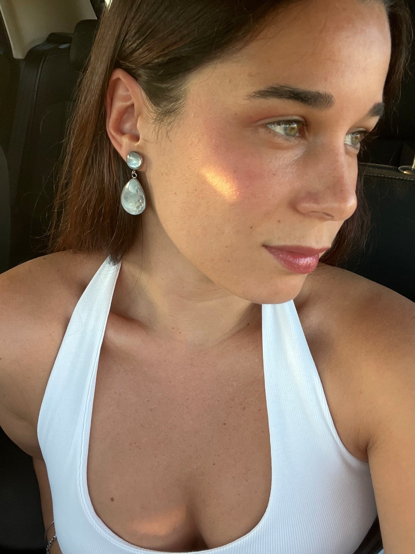 Pendientes Iridescentes grandes plateados