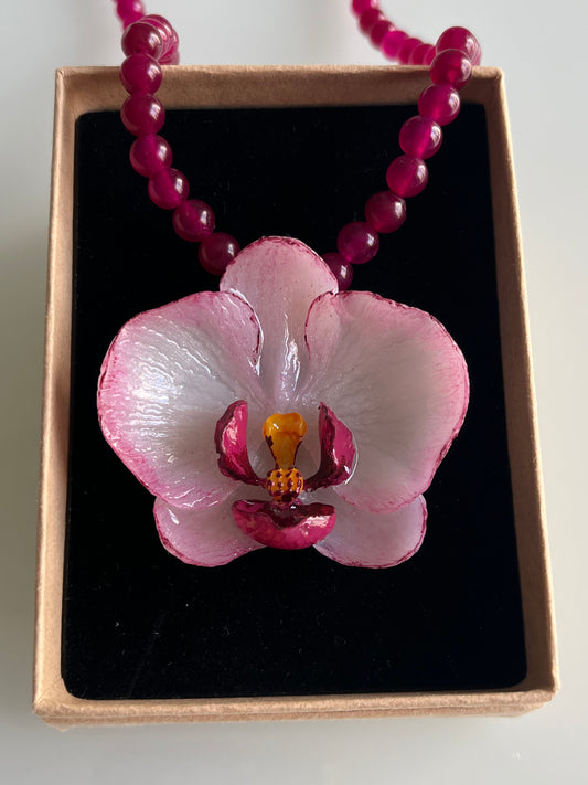 Collar cuentas Orquídea Rosa