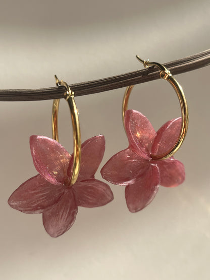 Pendientes de aro dorado Jazmín mediano