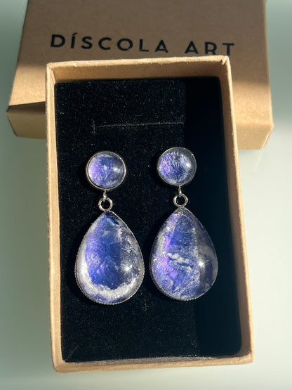 Pendientes Iridescentes grandes plateados