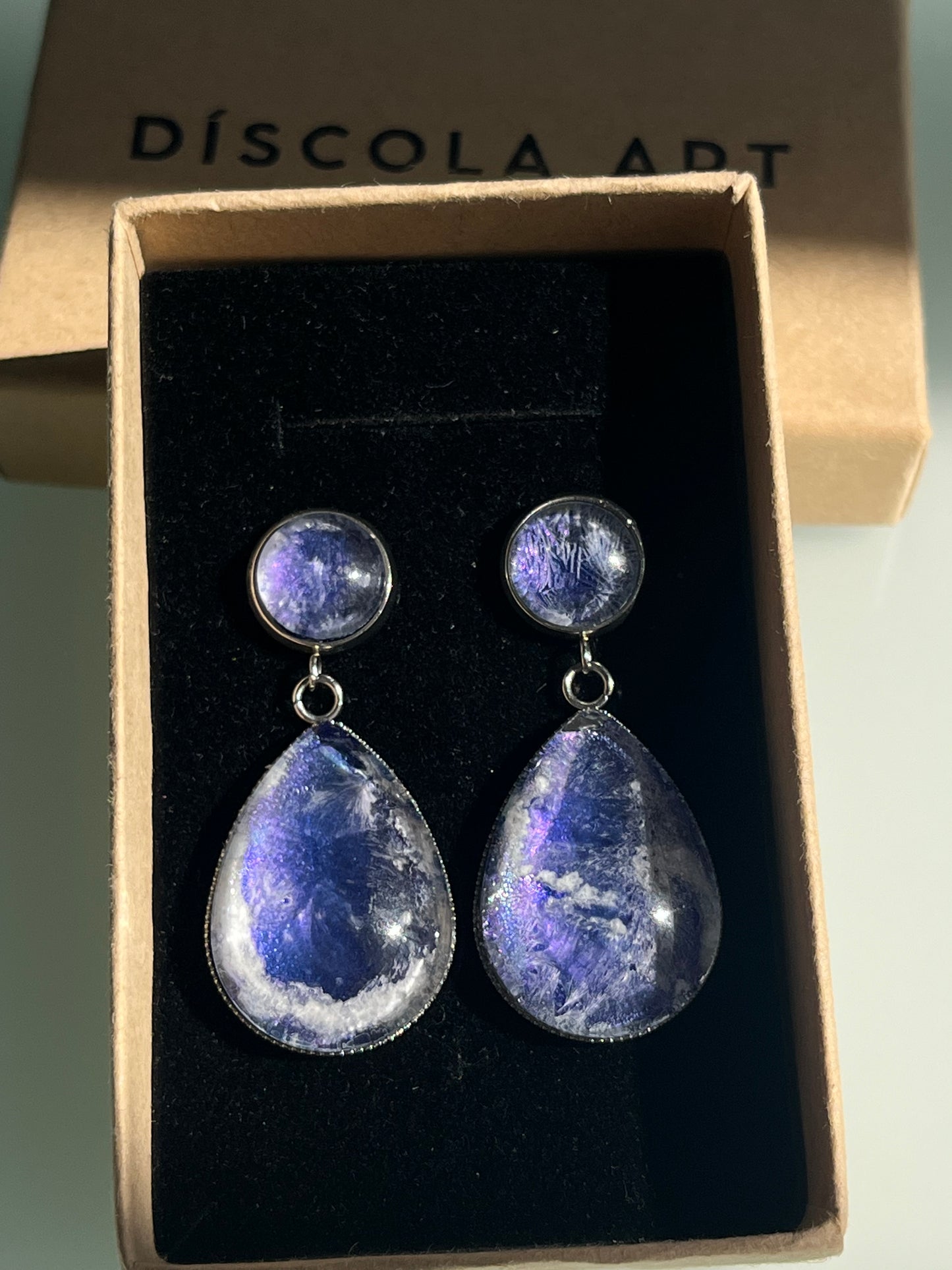 Pendientes Iridescentes grandes plateados