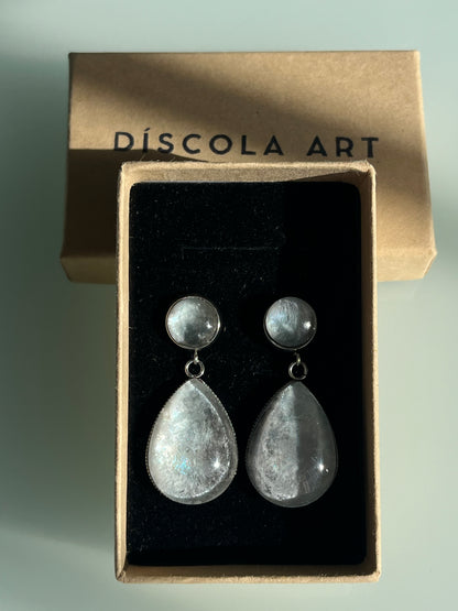 Pendientes Iridescentes grandes plateados