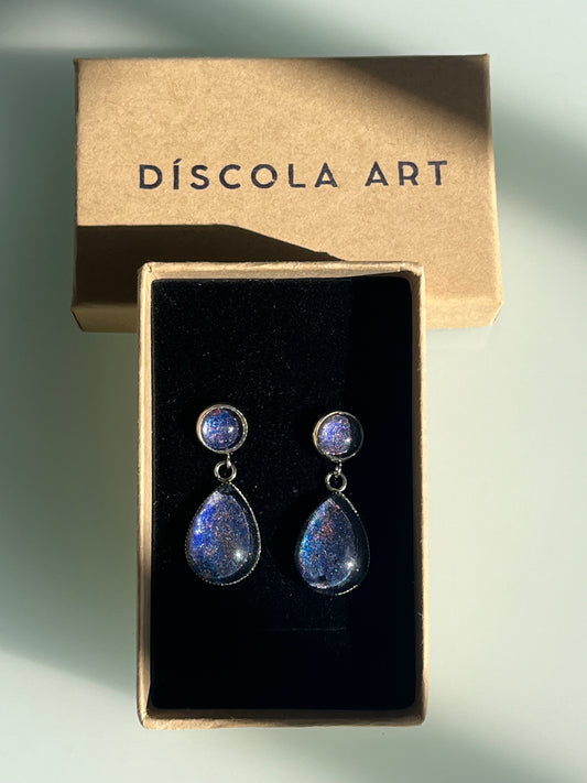 Pendientes Iridescentes pequeños pleateados