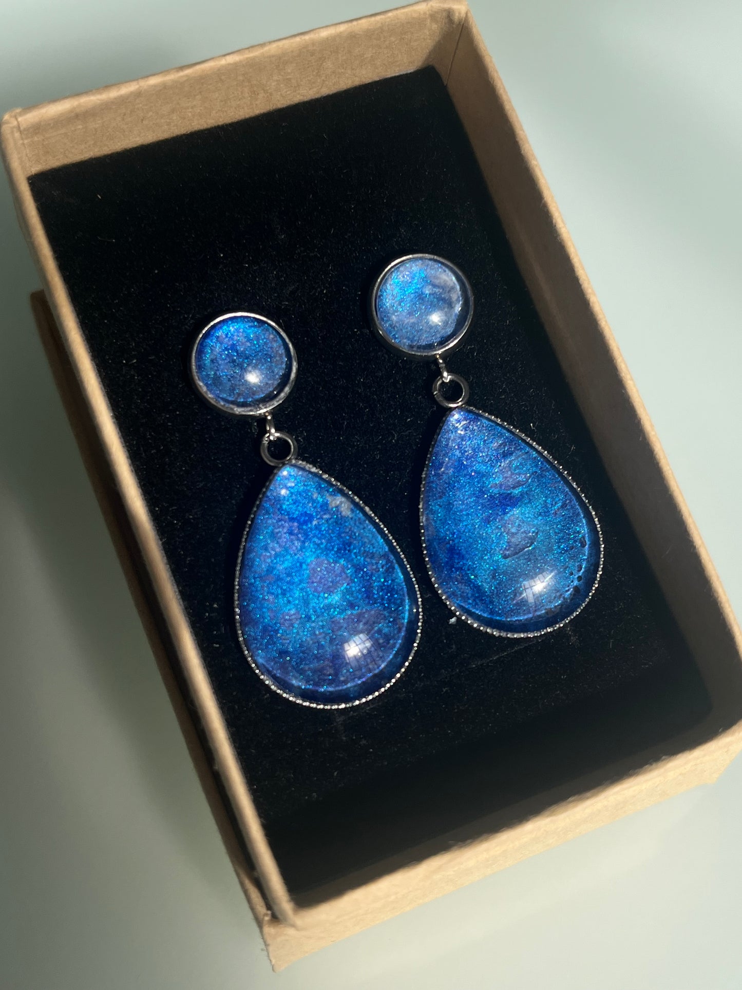 Pendientes Iridescentes grandes plateados