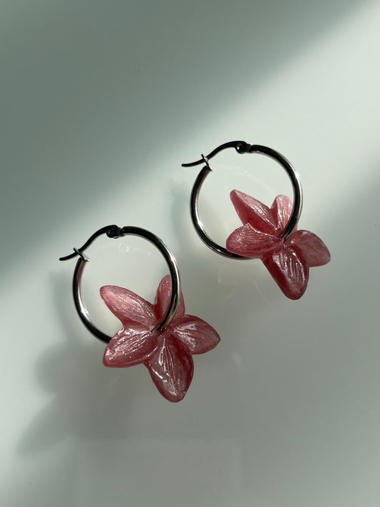 Pendientes de aro plateado Jazmín pequeño