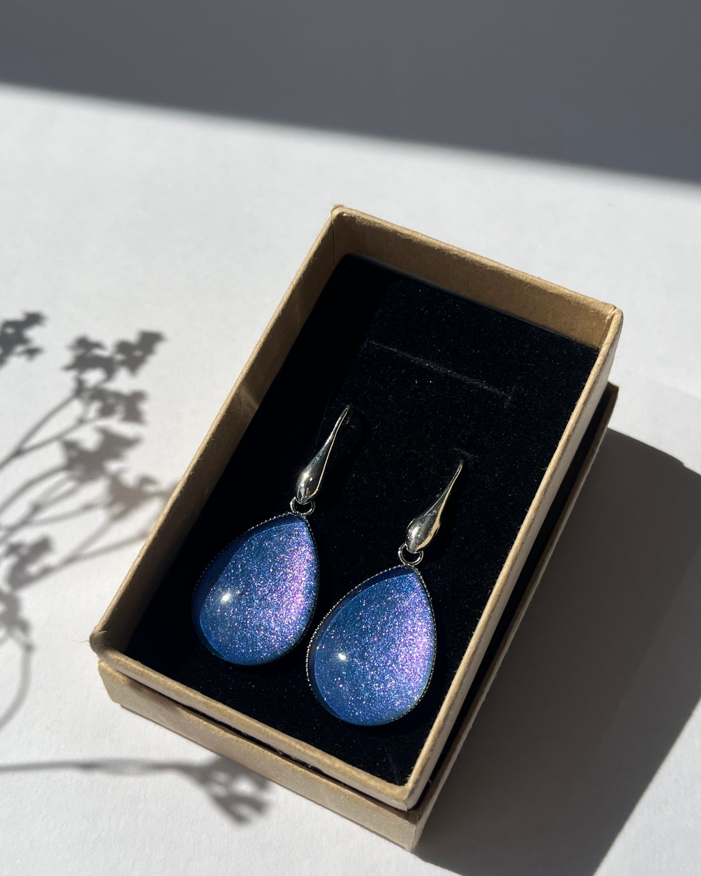 Pendientes GOTA DE MAR grandes plateados