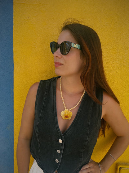 Collar cuentas Orquídea Amarilla